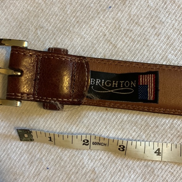 BRIGHTON leather belt Made in USA SIZE 38 brown Italian calfskin - Picture 8 of 12